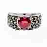 Sky Jewelry Серебряное кольцо с рубином и гессонитом   Сердце