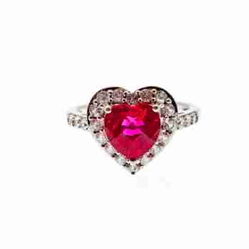 Sky Jewelry Серебряное кольцо с рубином и фианитами   Сердце