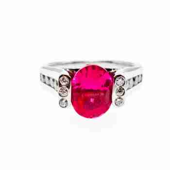 Sky Jewelry Серебряное кольцо с рубином и фианитами  Обаяние