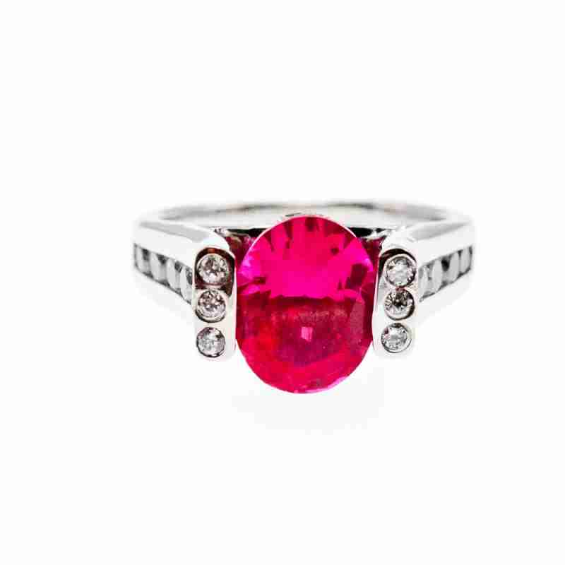 Sky Jewelry Серебряное кольцо с рубином и фианитами  Обаяние
