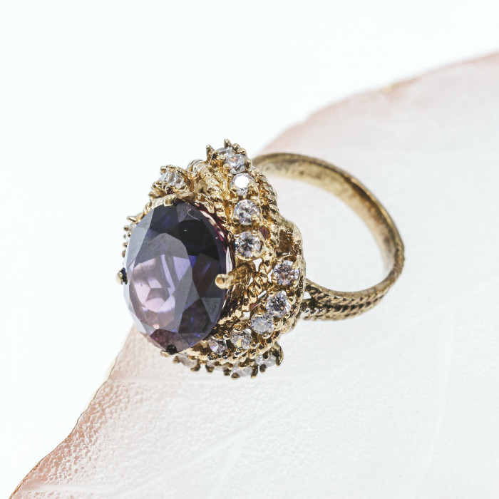 Sky Jewelry Серебряное кольцо со шпинелью и фианитами  Королевские ночи