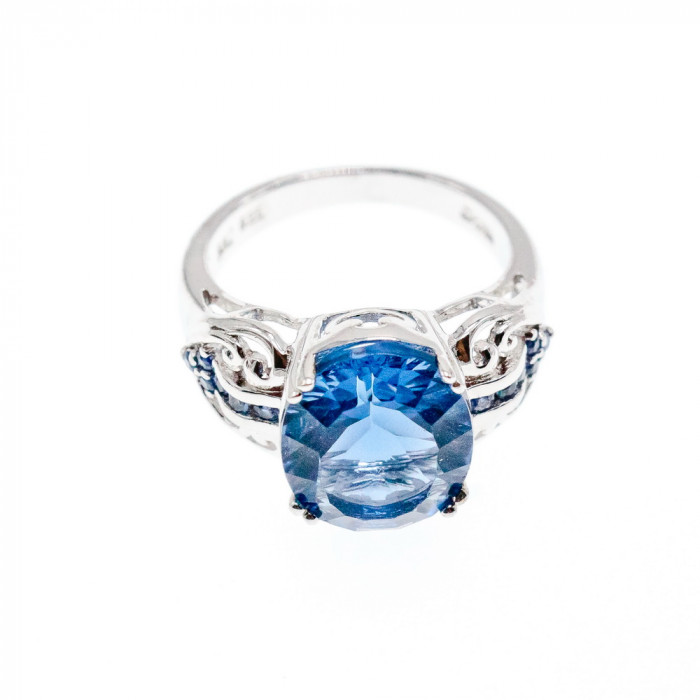 Sky Jewelry Серебряное кольцо с аквамарином и камнями иолит  Счастье