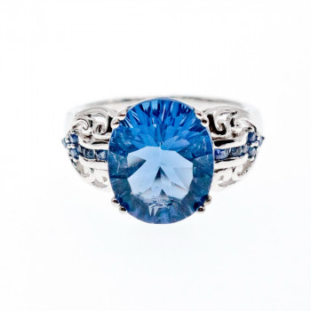 Sky Jewelry Серебряное кольцо с аквамарином и камнями иолит  Счастье