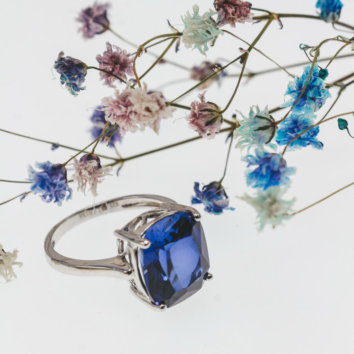 Sky Jewelry Серебряное кольцо с сапфиром  Сапфировая любовь