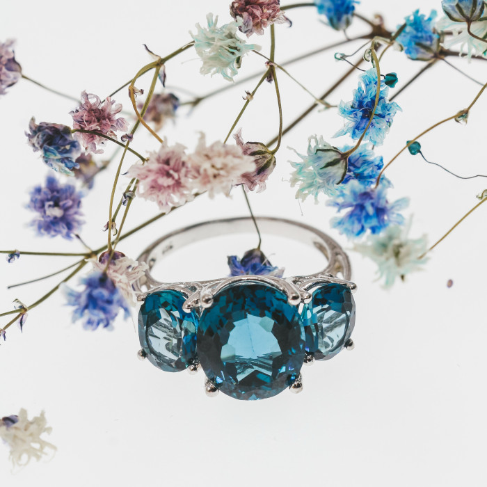 Sky Jewelry Серебряное кольцо с аквамарином  Влюбленность