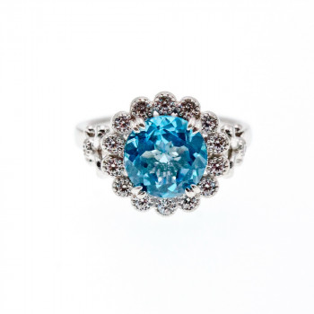 Sky Jewelry Серебряное кольцо с фианитами  Нежный цветок