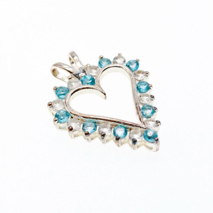 Sky Jewelry Серебряный кулон с топазом и бериллом   Сердце