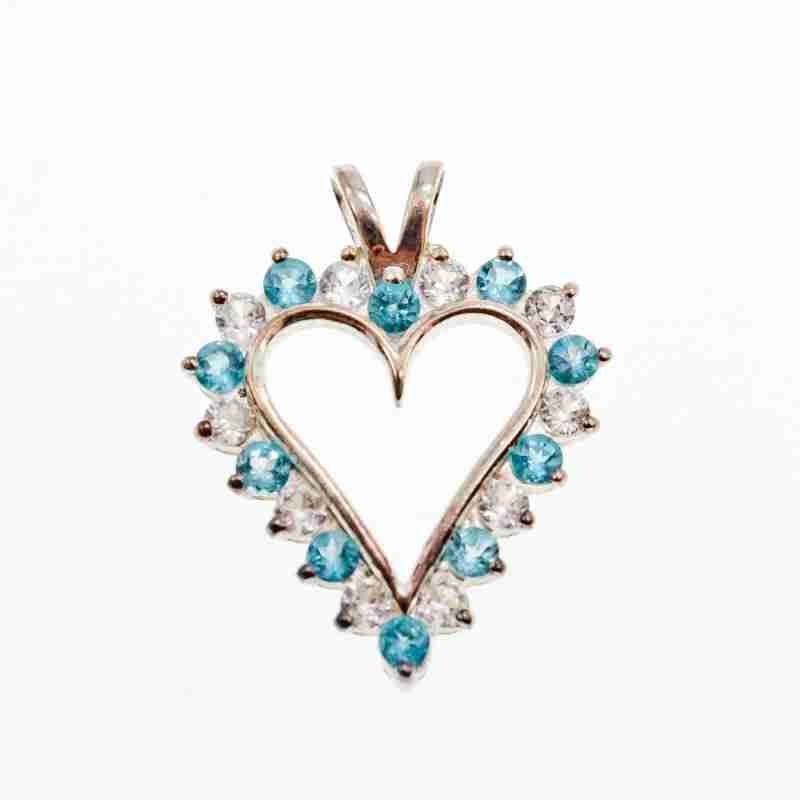Sky Jewelry Серебряный кулон с топазом и бериллом   Сердце
