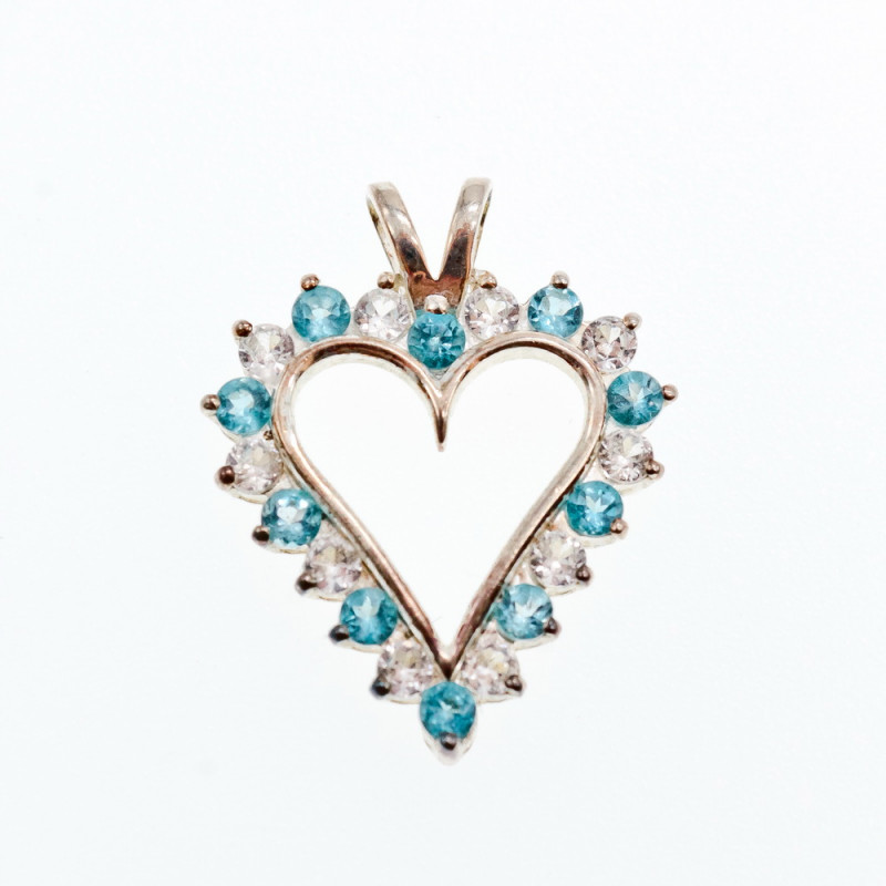 Sky Jewelry Серебряный кулон с топазом и бериллом   Сердце