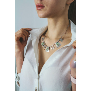 Sky Jewelry Серебряное ожерелье с нефритом  Стиль