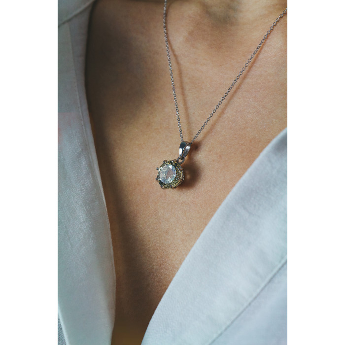 Sky Jewelry Серебряная цепочка с кулоном цитрин   Обаяние