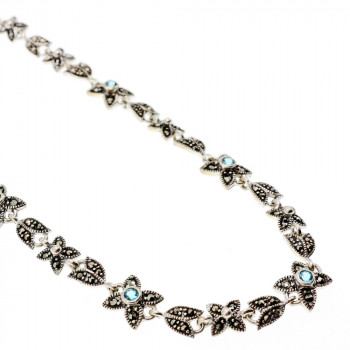 Sky Jewelry Серебряное ожерелье с топазом и марказитом   Цветы