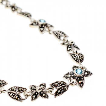 Sky Jewelry Серебряное ожерелье с топазом и марказитом   Цветы