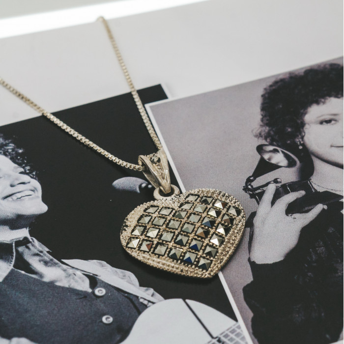 Sky Jewelry Серебряная цепочка с кулоном марказиты   Сердце