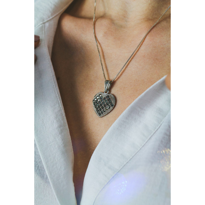 Sky Jewelry Серебряная цепочка с кулоном марказиты   Сердце