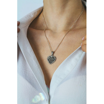 Sky Jewelry Серебряная цепочка с кулоном марказиты   Сердце