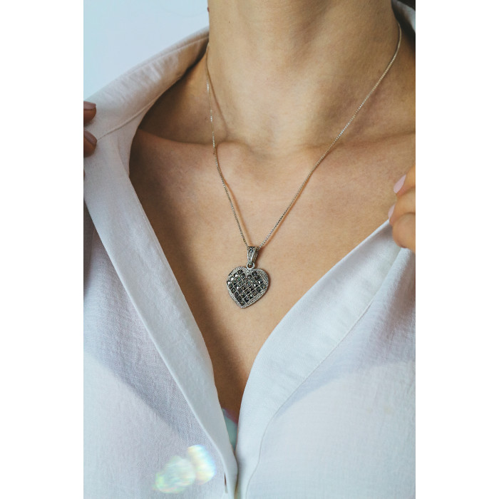Sky Jewelry Серебряная цепочка с кулоном марказиты   Сердце