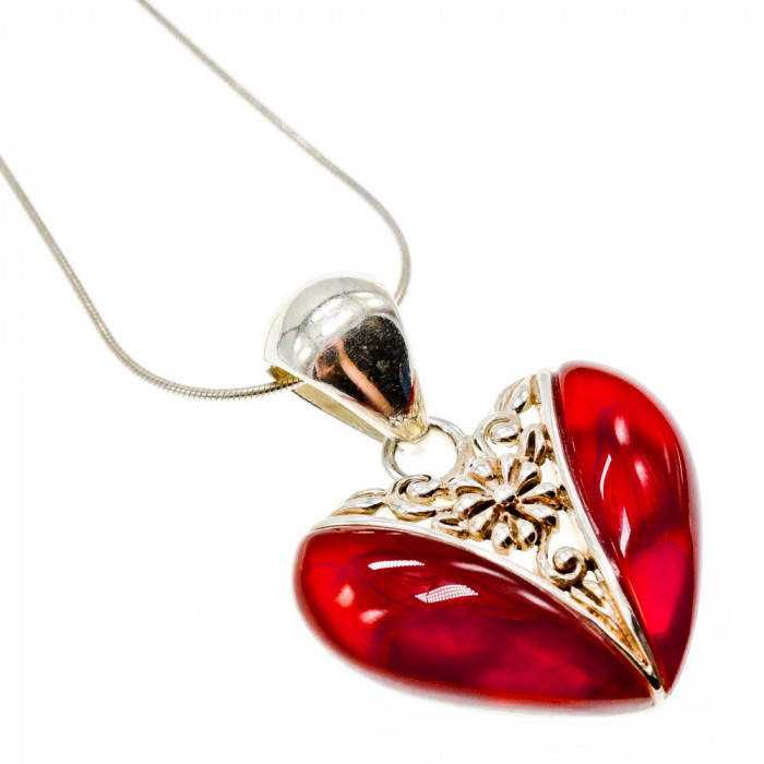 Sky Jewelry Серебряная цепочка с кулоном агат  Сердце