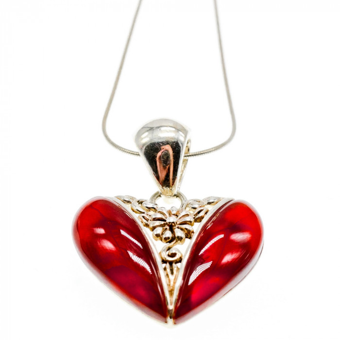 Sky Jewelry Серебряная цепочка с кулоном агат  Сердце