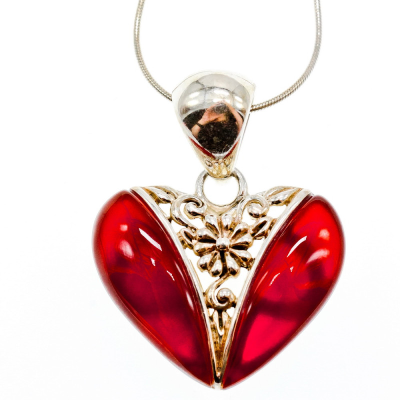 Sky Jewelry Серебряная цепочка с кулоном агат  Сердце