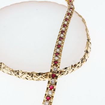 Sky Jewelry Серебряный браслет в позолоте с камнями шпинель