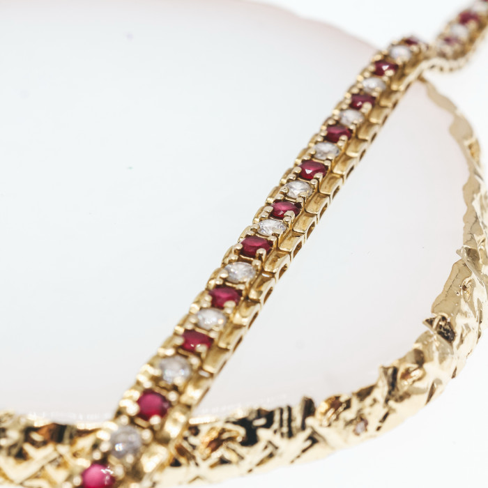 Sky Jewelry Серебряный браслет в позолоте с камнями шпинель