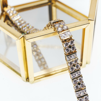 Sky Jewelry Серебряный браслет в позолоте с фианитами  Королева