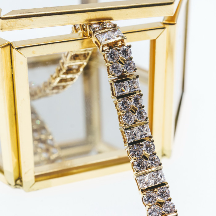 Sky Jewelry Серебряный браслет в позолоте с фианитами  Королева