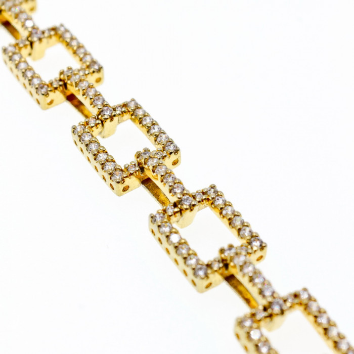 Sky Jewelry Серебряный браслет в позолоте с фианитами  Шарм