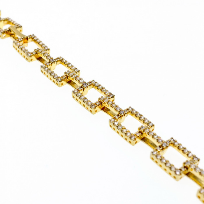 Sky Jewelry Серебряный браслет в позолоте с фианитами  Шарм