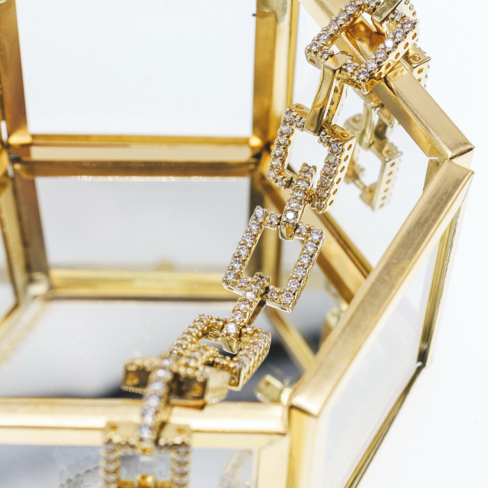 Sky Jewelry Серебряный браслет в позолоте с фианитами  Шарм