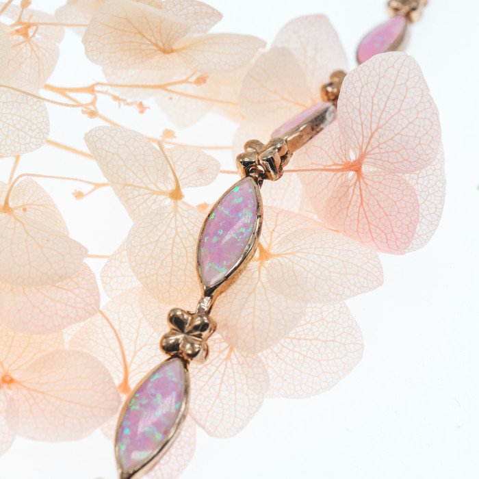 Sky Jewelry Серебряный браслет в позолоте с опалом  Летний