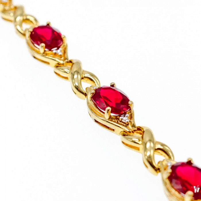 Sky Jewelry Серебряный браслет в позолоте с рубином  Сладость