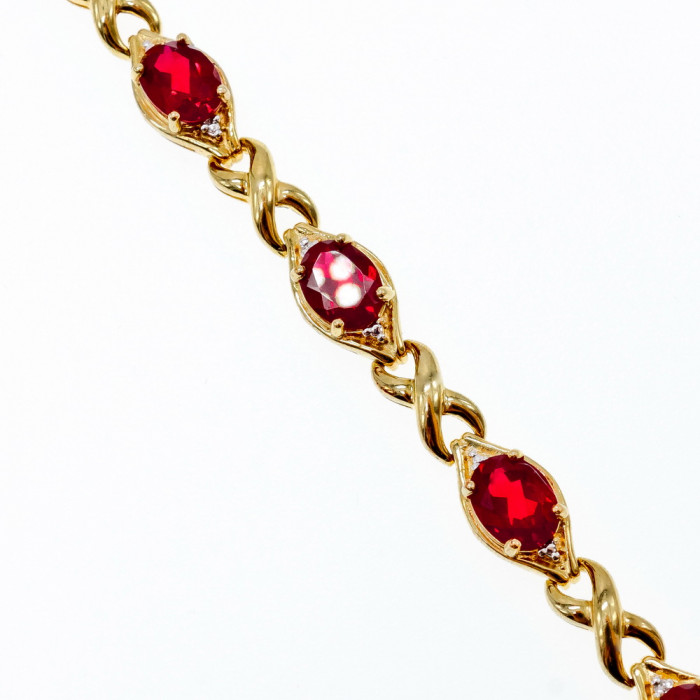 Sky Jewelry Серебряный браслет в позолоте с рубином  Сладость