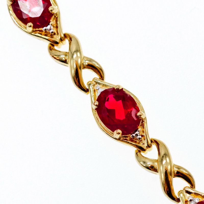 Sky Jewelry Серебряный браслет в позолоте с рубином  Сладость