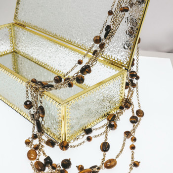 Sky Jewelry Серебряное ожерелье с камнями тигровый глаз