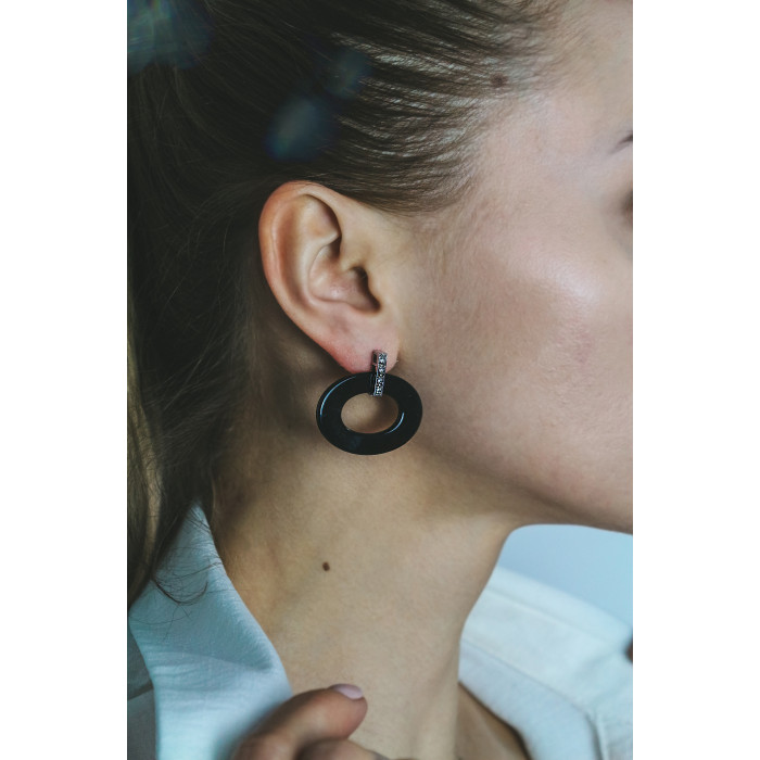 Sky Jewelry Серебряные серьги с фианитами  Дизайн