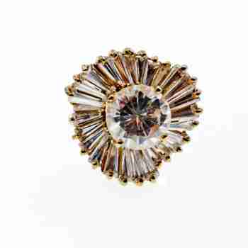 Sky Jewelry Серебряное кольцо в позолоте с фианитами   Стиль