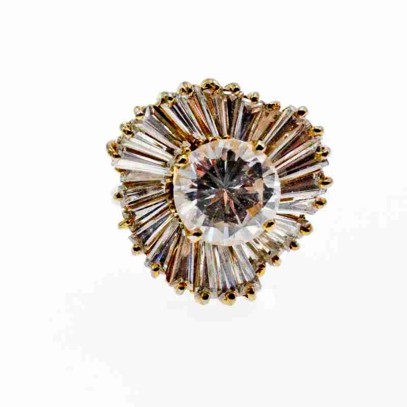 Sky Jewelry Серебряное кольцо в позолоте с фианитами   Стиль