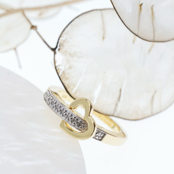 Sky Jewelry Серебряное кольцо в позолоте с сапфирами  Сердце