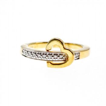 Sky Jewelry Серебряное кольцо в позолоте с сапфирами  Сердце