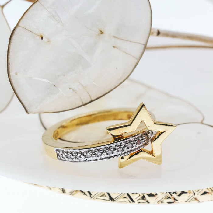 Sky Jewelry Серебряное кольцо в позолоте с сапфирами  Звезда