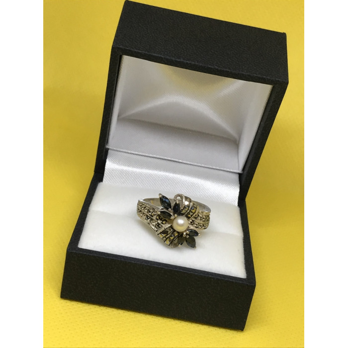 Sky Jewelry Серебряное кольцо Sterling с жемчугом и камнями Шпинель