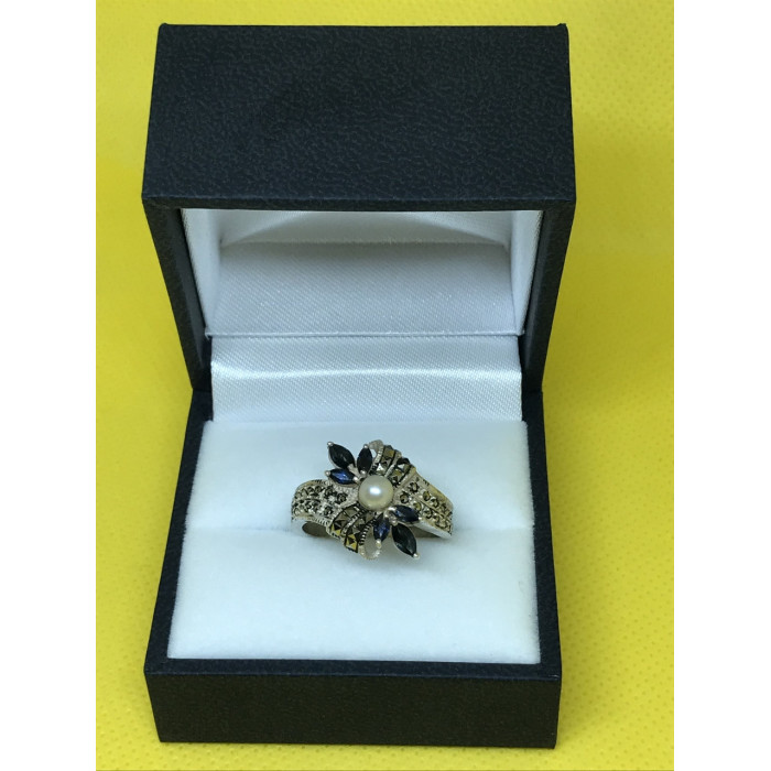 Sky Jewelry Серебряное кольцо Sterling с жемчугом и камнями Шпинель