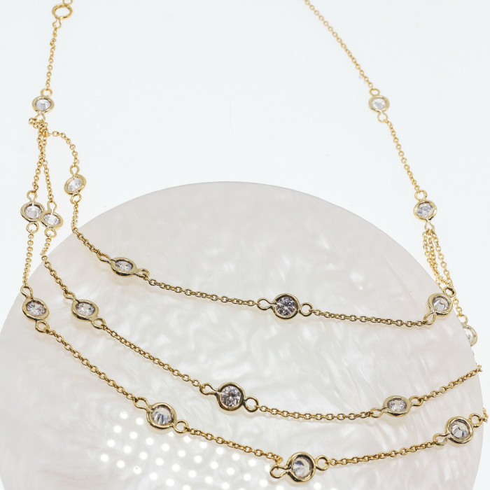 Sky Jewelry Серебряное ожерелье в позолоте с фианитами  Наслаждение