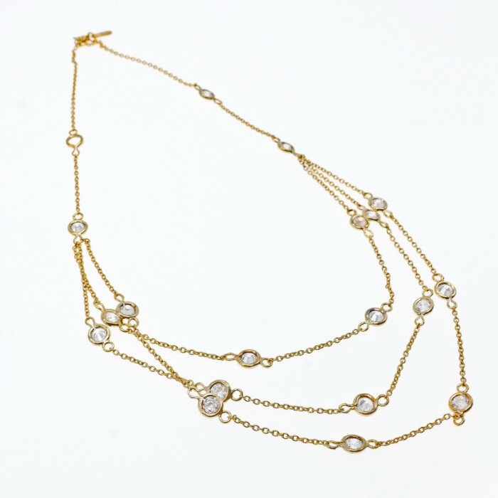 Sky Jewelry Серебряное ожерелье в позолоте с фианитами  Наслаждение