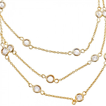 Sky Jewelry Серебряное ожерелье в позолоте с фианитами  Наслаждение