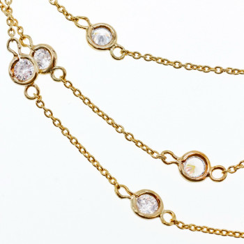 Sky Jewelry Серебряное ожерелье в позолоте с фианитами  Наслаждение