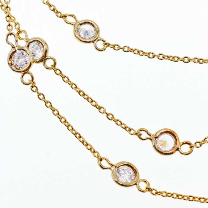 Sky Jewelry Серебряное ожерелье в позолоте с фианитами  Наслаждение