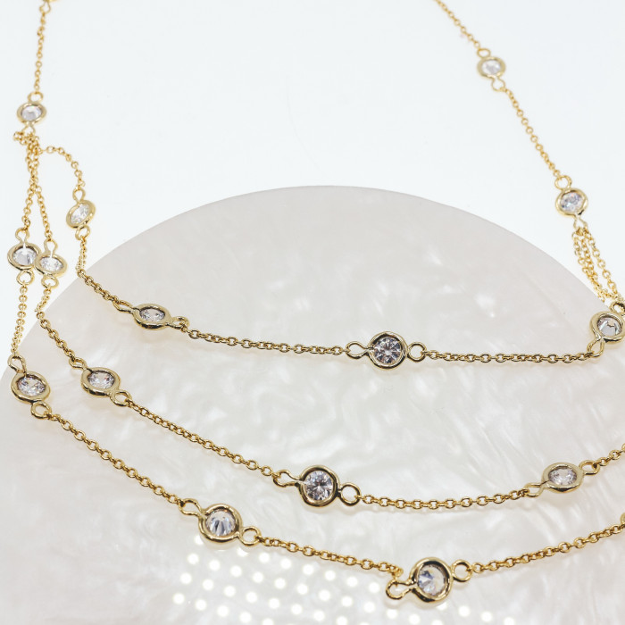 Sky Jewelry Серебряное ожерелье в позолоте с фианитами  Наслаждение